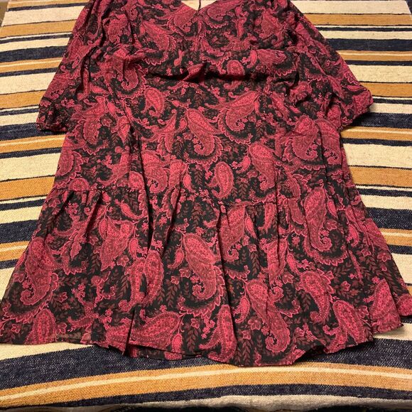 Torrid Midi Dress Tea Length Clip Dot Open Back A-Line Witchy 2 Paisley Black - Picture 9 of 11